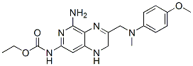 (5-Amino-1,2-dihydro-3-(((4-methoxyphenyl)methylamino)methyl)pyrido (- 3,4-b)pyrazin-7-yl)-, carbamic acid, ethyl ester 구조식 이미지