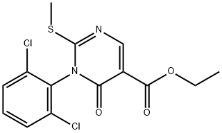 ethyl 1-(2,6-dichlorophenyl)-2-methylsulfanyl-6-oxo-pyrimidine-5-carbo xylate Structure