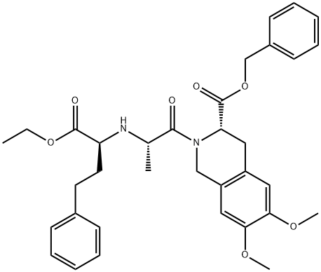 (S)-2-[(S)-2-((S)-1-Ethoxycarbonyl-3-phenylpropylamino)propionyl]-6,7-dimethoxy-1,2,3,4-tetrahydroisoquinoline-3-carboxylic acid benzyl ester 구조식 이미지