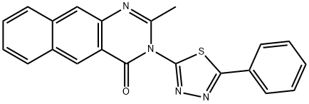 3-(5-Phenyl-1,3,4-thiadiazol-2-yl)-2-methylbenzo(g)quinazolin-4(3H)-on e 구조식 이미지