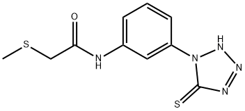 N-[3-(2,5-dihydro-5-thioxo-1H-tetrazol-1-yl)phenyl]-2-(methylthio)acetamide 구조식 이미지