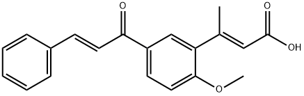 (E,E)-3-(2-Methoxy-5-(1-oxo-3-phenyl-2-propenyl)phenyl)-2-butenoic aci d 구조식 이미지