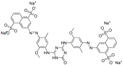 tetrasodium 3,3'-[(1,6-dihydro-6-oxo-1,3,5-triazine-2,4-diyl)bis[imino(5-methoxy-2-methyl-4,1-phenylene)azo]]bis(naphthalene-1,5-disulphonate) 구조식 이미지