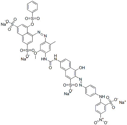 2,7-Naphthalenedisulfonic acid, 4-[[4-[[[[5-hydroxy-6-[[4-[(4-nitro-2-sulfophenyl)amino]phenyl]azo]-7-sulfo-2-naphthalenyl]amino]carbonyl]amino]-5-methoxy-2-methylphenyl]azo]-5-[(phenylsulfonyl)oxy]-, sodium salt 구조식 이미지