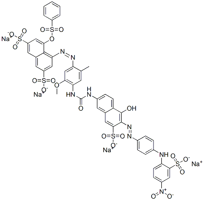 2,7-Naphthalenedisulfonic acid, 4-[[4-[[[[5-hydroxy-6-[[4-[(4-nitro-2-sulfophenyl)amino]phenyl]azo]-7-sulfo-2-naphthalenyl]amino]carbonyl]amino]-5-methoxy-2-methylphenyl]azo]-5-[(phenylsulfonyl)oxy]-, sodium salt Structure