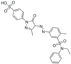 4-[4-[[3-[(ethylanilino)sulphonyl]-4-methylphenyl]azo]-4,5-dihydro-3-methyl-5-oxo-1H-pyrazol-1-yl]benzenesulphonic acid Structure