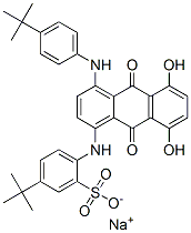 sodium 5-(tert-butyl)-2-[[4-[[4-(tert-butyl)phenyl]amino]-9,10-dihydro-5,8-dihydroxy-9,10-dioxoanthracen-1-yl]amino]benzenesulphonate Structure