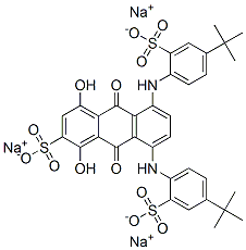 trisodium 5,8-bis[[4-(1,1-dimethylethyl)-2-sulphonatophenyl]amino]-9,10-dihydro-1,4-dihydroxy-9,10-dioxoanthracene-2-sulphonate Structure