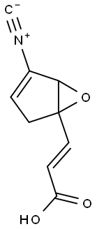 (+)-3-(4-Isocyano-6-oxabicyclo(3.1.0)hex-3-en-1-yl)-2-propenoic acid 구조식 이미지