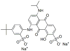 disodium 8-[[4-(1,1-dimethylethyl)-2-sulphonatophenyl]amino]-9,10-dihydro-1-hydroxy-5-[(1-methylethyl)amino]-9,10-dioxoanthracene-2-sulphonate Structure