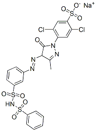 2,5-dichloro-4-[4,5-dihydro-3-methyl-5-oxo-4-[[3-[[(phenylsulphonyl)amino]sulphonyl]phenyl]azo]-1H-pyrazol-1-yl]benzenesulphonic acid, sodium salt 구조식 이미지