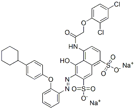 disodium 6-[[2-(4-cyclohexylphenoxy)phenyl]azo]-4-[[(2,4-dichlorophenoxy)acetyl]amino]-5-hydroxynaphthalene-1,7-disulphonate 구조식 이미지