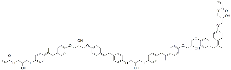 2-Propenoic acid, (2-hydroxy-1,3-propanediyl)bis[oxy-4,1-phenylene(1-methylethylidene)-4,1-phenyleneoxy(2-hydroxy-3,1-propanediyl)oxy-4,1-phenylene(1-methylethylidene)-4,1-phenyleneoxy(2-hydroxy-3,1-propanediyl)] ester 구조식 이미지