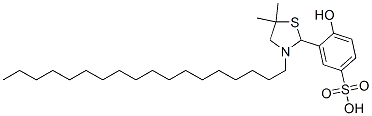 3-(5,5-Dimethyl-3-octadecylthiazolidin-2-yl)-4-hydroxybenzenesulfonic acid 구조식 이미지