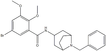 exo-5-Bromo-2,3-dimethoxy-N-(8-(phenylmethyl)-8-azabicyclo(3.2.1)oct-3 -yl)benzamide 구조식 이미지