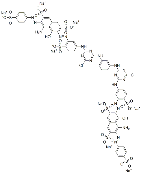 octasodium 3,3'-[1,3-phenylenebis[imino(6-chloro-1,3,5-triazine-4,2-diyl)imino(6-sulphonato-3,1-phenylene)azo]]bis[5-amino-4-hydroxy-6-[(4-sulphonatophenyl)azo]naphthalene-2,7-disulphonate]  구조식 이미지