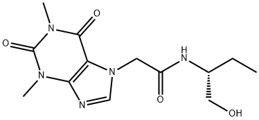 (+)-1,2,3,6-Tetrahydro-1,3-dimethyl-2,6-dioxo-N-(1-(hydroxymethyl)prop yl)purine-7-acetamide Structure