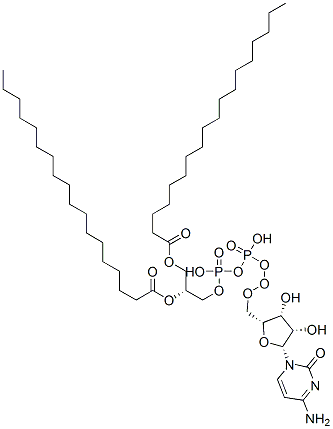 [[(2R,3R,4S,5R)-5-(4-amino-2-oxo-pyrimidin-1-yl)-3,4-dihydroxy-oxolan- 2-yl]methoxy-hydroxy-phosphoryl]oxy-[(2R)-2,3-dioctadecanoyloxypropoxy ]phosphinic acid 구조식 이미지