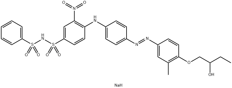 sodium 4-[[4-[[4-(2-hydroxybutoxy)-m-tolyl]azo]phenyl]amino]-3-nitro-N-(phenylsulphonyl)benzenesulphonamidate 구조식 이미지