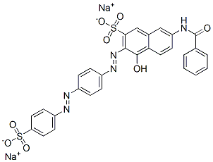 7-(benzoylamino)-4-hydroxy-3-[[4-[(4-sulphophenyl)azo]phenyl]azo]naphthalene-2-sulphonic acid, sodium salt Structure