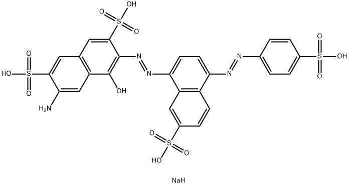 6-amino-4-hydroxy-3-[[7-sulpho-4-[(4-sulphophenyl)azo]-1-naphthyl]azo]naphthalene-2,7-disulphonic acid, sodium salt  Structure