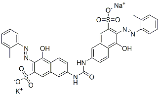 potassium sodium 7,7'-(carbonyldiimino)bis[4-hydroxy-3-[(2-methylphenyl)azo]naphthalene-2-sulphonate] 구조식 이미지