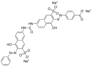 p-[[1-hydroxy-6-[[[[5-hydroxy-6-(phenylazo)-7-sulpho-2-naphthyl]amino]carbonyl]amino]-3-sulpho-2-naphthyl]azo]benzoic acid, sodium salt Structure