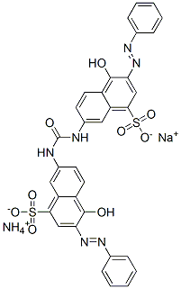 ammonium sodium 7,7'-(carbonyldiimino)bis[4-hydroxy-3-(phenylazo)naphthalene-1-sulphonate] Structure