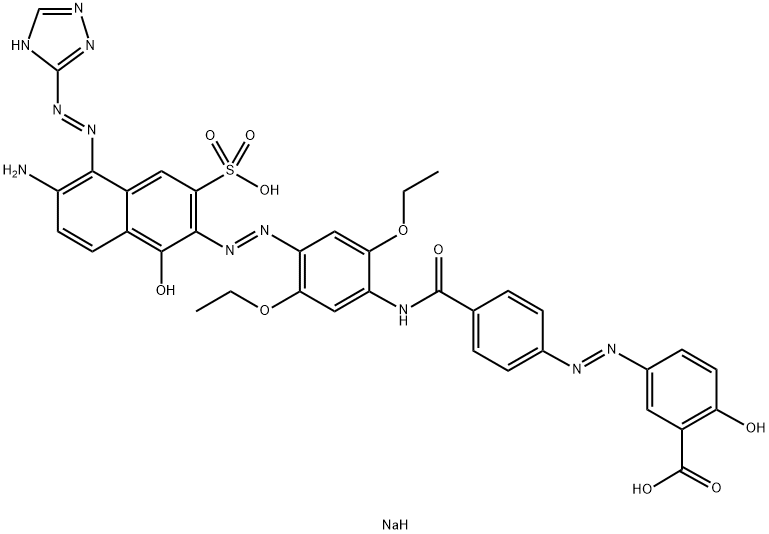 disodium 5-[[4-[[[4-[[6-amino-1-hydroxy-3-sulphonato-5-(1H-1,2,4-triazole-3-ylazo)-2-naphthyl]azo]-2,5-diethoxyphenyl]amino]carbonyl]phenyl]azo]salicylate 구조식 이미지