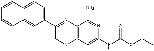 Carbamic acid, (5-amino-1,2-dihydro-3-(2-naphthalenyl)pyrido(3,4-b)pyr azin-7-yl)-, ethyl ester 구조식 이미지