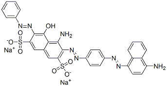 4-amino-3-[[4-[(4-amino-1-naphthyl)azo]phenyl]azo]-5-hydroxy-6-(phenylazo)naphthalene-2,7-disulphonic acid, sodium salt Structure