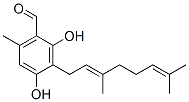 3-[(E)-3,7-Dimethyl-2,6-octadienyl]-2,4-dihydroxy-6-methylbenzaldehyde 구조식 이미지