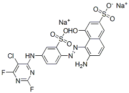 6-amino-5-[[4-[(5-chloro-2,6-difluoro-4-pyrimidinyl)amino]-2-sulphophenyl]azo]-4-hydroxynaphthalene-2-sulphonic acid, sodium salt  Structure