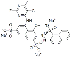 5-[(5-chloro-2-fluoro-6-methyl-4-pyrimidinyl)amino]-4-hydroxy-3-[(1-sulpho-2-naphthyl)azo]naphthalene-2,7-disulphonic acid, sodium salt Structure