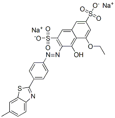 5-ethoxy-4-hydroxy-3-[[4-(6-methylbenzothiazol-2-yl)phenyl]azo]naphthalene-2,7-disulphonic acid, sodium salt Structure