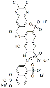 2-[[8-[[(2,3-dichloroquinoxalin-6-yl)carbonyl]amino]-1-hydroxy-3,6-disulpho-2-naphthyl]azo]naphthalene-1,5-disulphonic acid, lithium sodium salt Structure