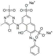 5-[[5-chloro-6-methyl-2-(methylsulphonyl)-4-pyrimidinyl]amino]-4-hydroxy-3-(phenylazo)naphthalene-2,7-disulphonic acid, sodium salt  Structure