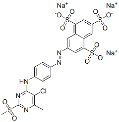 7-[[4-[[5-chloro-6-methyl-2-(methylsulphonyl)-4-pyrimidinyl]amino]phenyl]azo]naphthalene-1,3,5-trisulphonic acid, sodium salt 구조식 이미지