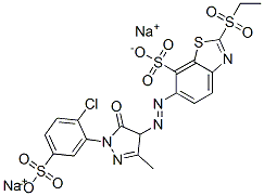 disodium 6-[[1-(2-chloro-5-sulphonatophenyl)-4,5-dihydro-3-methyl-5-oxo-1H-pyrazol-4-yl]azo]-2-(ethylsulphonyl)benzothiazole-7-sulphonate Structure