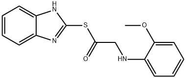 ((2-Methoxyphenyl)amino)ethanethioic acid S-1H-benzimidazol-2-yl ester Structure