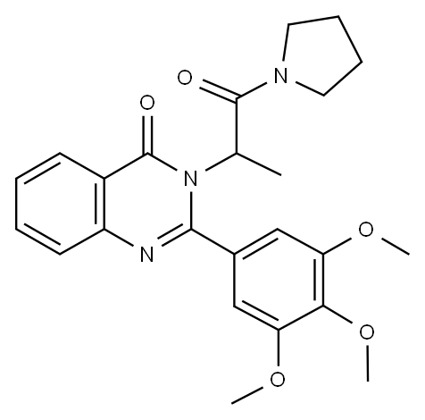 1-(1-Oxo-2-(4-oxo-2-(3,4,5-trimethoxyphenyl)-3(4H)-quinazolinyl)propyl )pyrrolidine 구조식 이미지