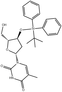 ((2R,4S,5R)-4-(tert-butyldiphenylsilyloxy)-5-(hydroxyMethyl)-tetrahydrofuran-2-yl)-5-MethylpyriMidine-2,4(1H,3H)-dione 구조식 이미지