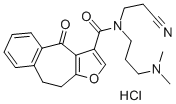4H-Benzo(4,5)cyclohepta(1,2-b)furan-3-carboxamide, 9,10-dihydro-N-(2-c yanoethyl)-N-(3-(dimethylamino)propyl)-4-oxo-, monohydrochloride Structure