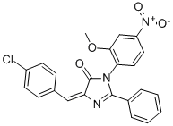 4H-Imidazol-4-one, 3,5-dihydro-5-((4-chlorophenyl)methylene)-3-(2-meth oxy-4-nitrophenyl)-2-phenyl- 구조식 이미지