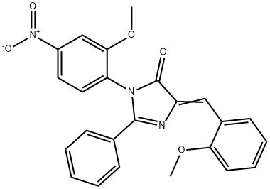 4H-Imidazol-4-one, 3,5-dihydro-3-(2-methoxy-4-nitrophenyl)-5-((2-metho xyphenyl)methylene)-2-phenyl- Structure