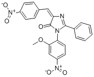 4H-Imidazol-4-one, 3,5-dihydro-3-(2-methoxy-4-nitrophenyl)-5-((4-nitro phenyl)methylene)-2-phenyl- Structure