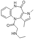 4,9-Dihydro-1,3-dimethyl-4-((ethylamino)acetyl)pyrrolo(3,2-b)(1,5)benz odiazepin-10(1H)-one Structure