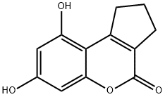 Cyclopenta[c][1]benzopyran-4(1H)-one, 2,3-dihydro-7,9-dihydroxy- 구조식 이미지