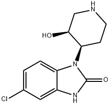 cis-5-chloro-1,3-dihydro-1-(3-hydroxypiperidin-4-yl)-2H-benzimidazol-2-one 구조식 이미지