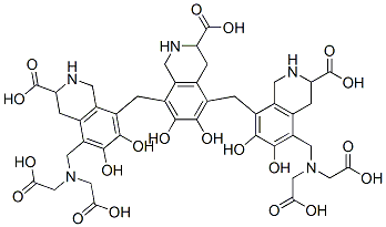 5,8-Bis[[[5-[[bis(carboxymethyl)amino]methyl]-3-carboxy-1,2,3,4-tetrahydro-6,7-dihydroxyisoquinolin]-8-yl]methyl]-1,2,3,4-tetrahydro-6,7-dihydroxy-3-isoquinolinecarboxylic acid 구조식 이미지